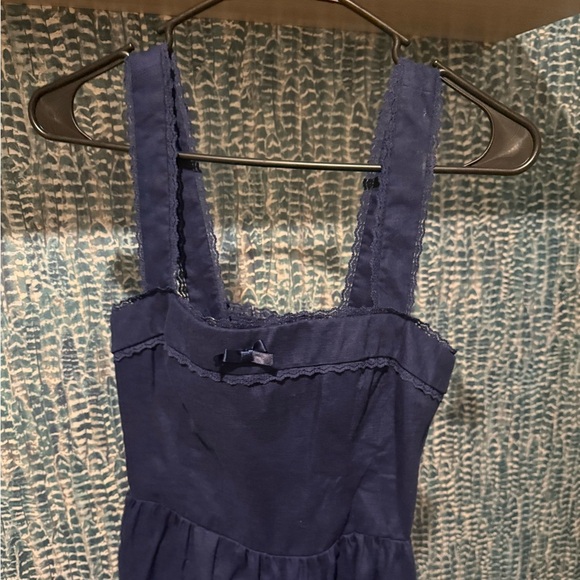 Reformation Rowen Linen Navy Blue Midi Dress - Picture 7 of 10